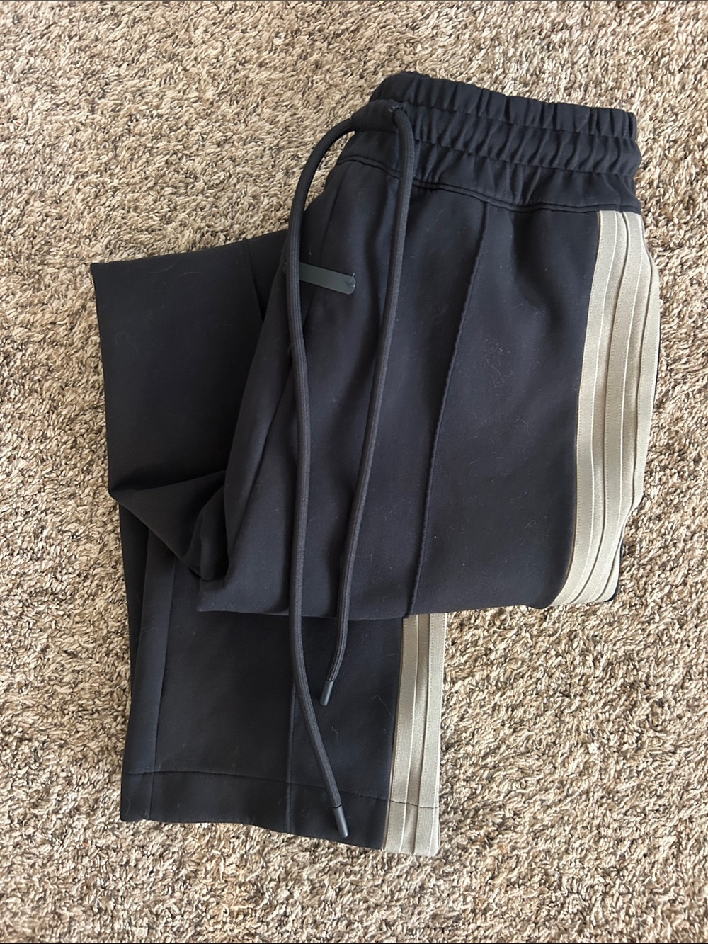 Adidas Fear of God Black Track Pants with Green Side Stripes